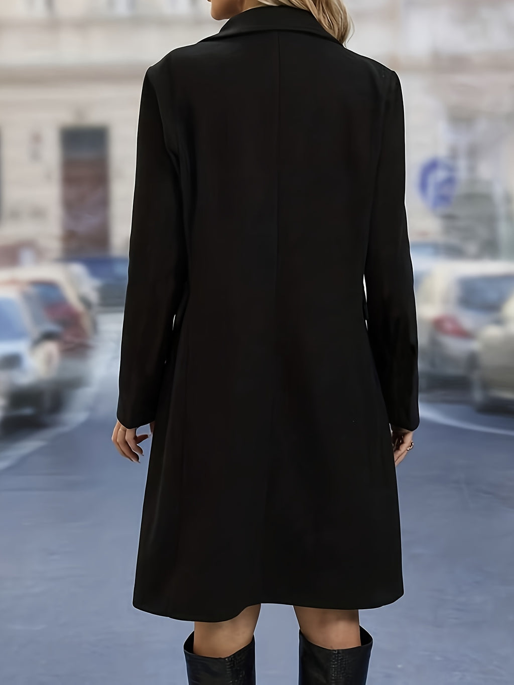 Women's Solid Color Double-Breasted Trench Coat