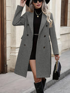 Women's Solid Color Double-Breasted Trench Coat
